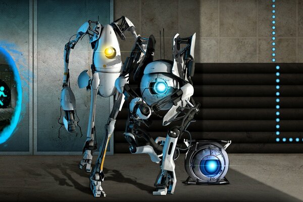 Portal 2 a team of two robots