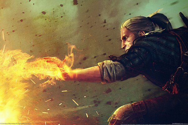 Geralt du jeu The Witcher deux tire