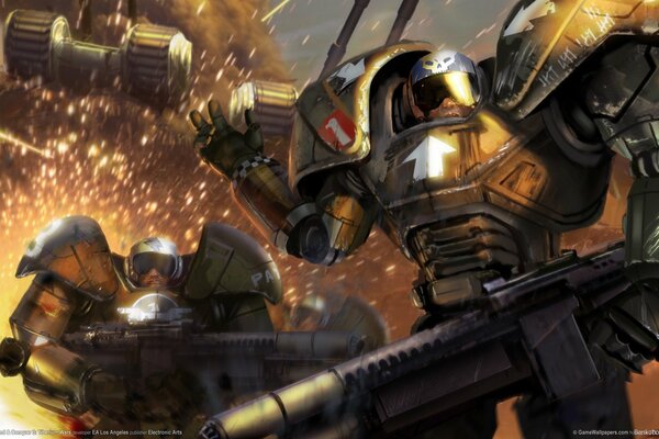 Art games command_and_conquer_3 with robots and explosions