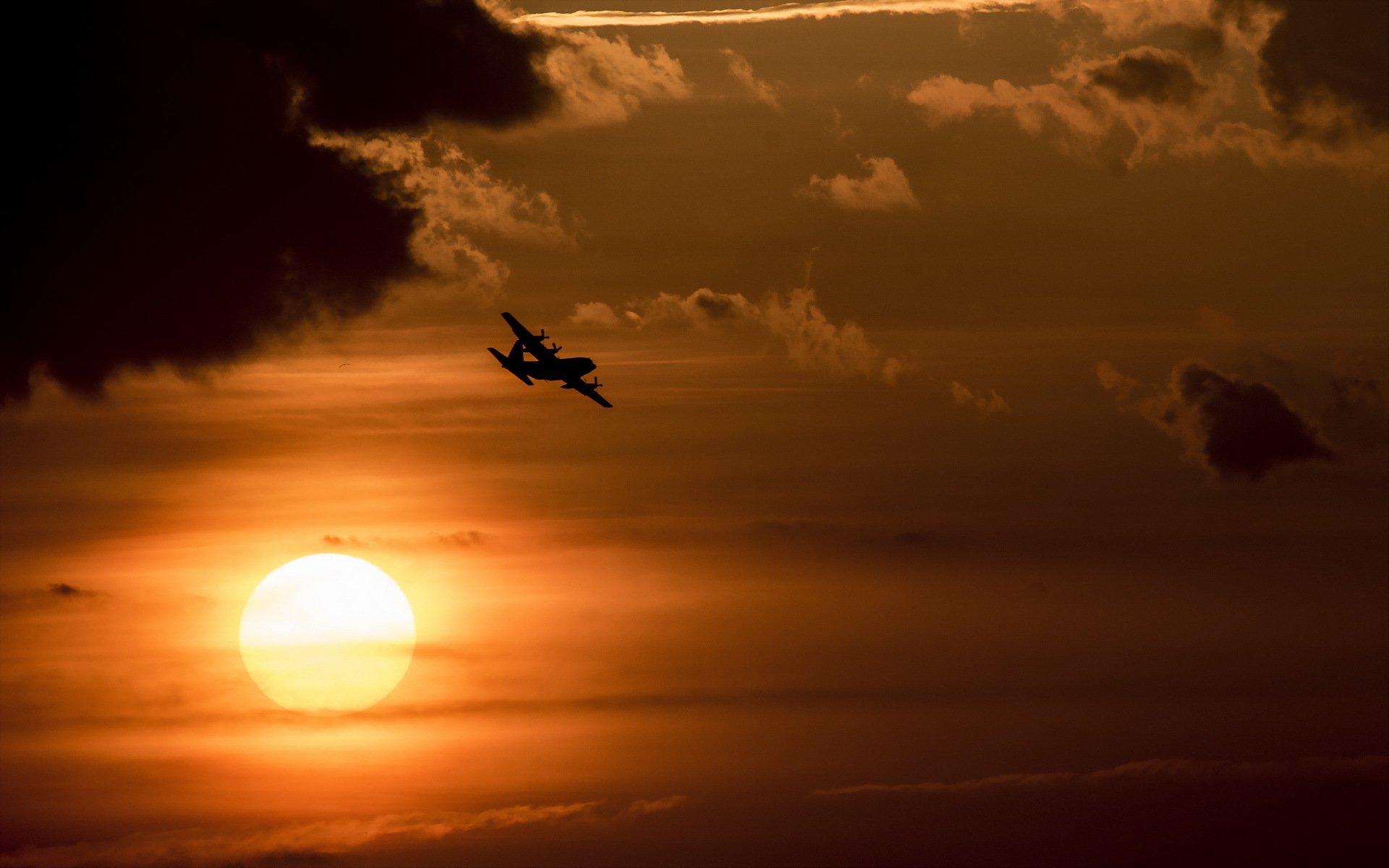 avión aviación puesta de sol cielo paisaje