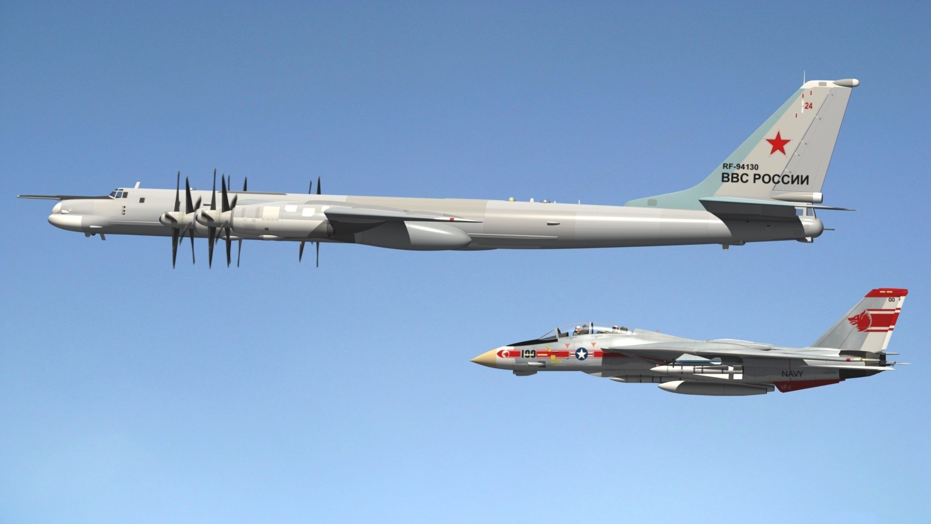 tu-95 turboprop strategic bomber missile grumman f-14 tomcat tomcat double jet fighter size