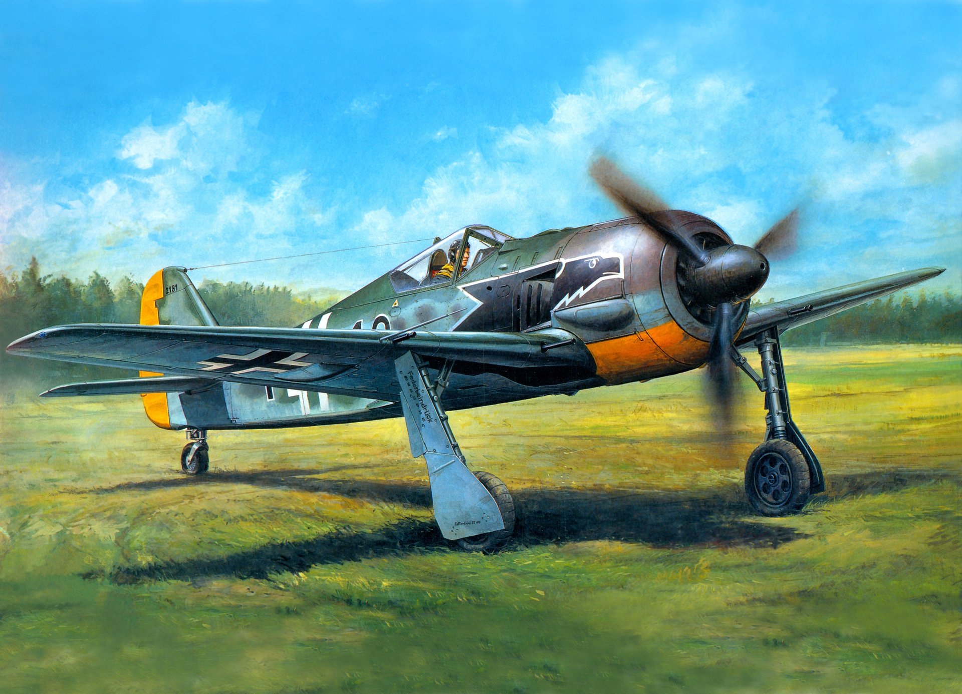 arte campo avión focke-wulf fw-190a-3 alemán monoplano caza ww2