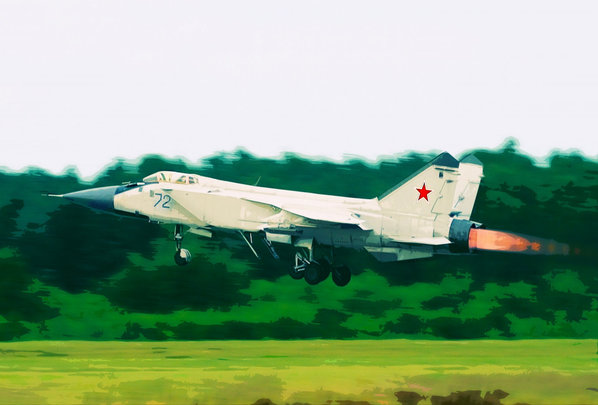 mig-25 foxbat abfangjäger luftfahrt überschall 3. generation mikoyan gurevich zeichnung kunst abheben