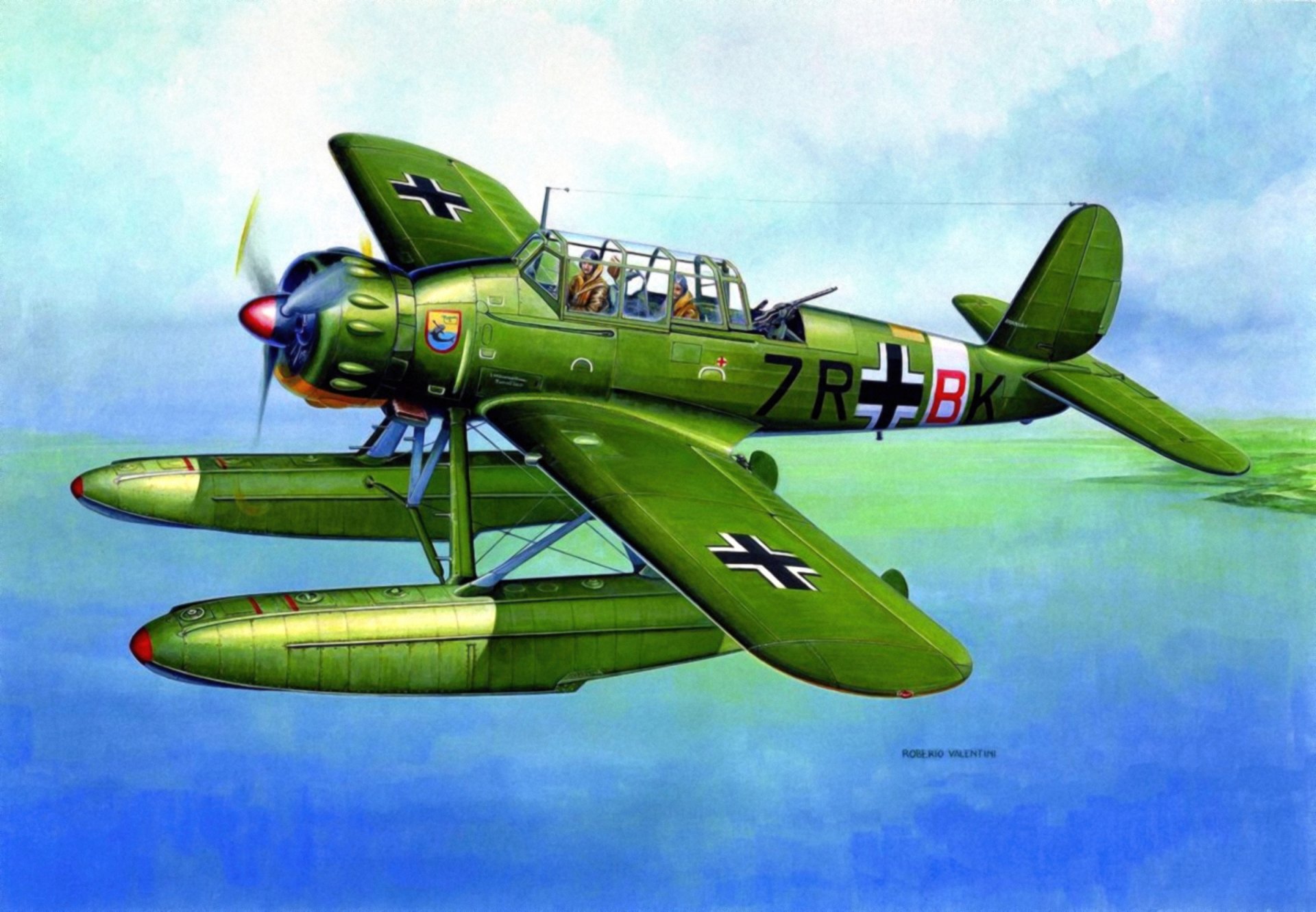 arado ar 196 deutsches flugzeug ww2 krieg kunst malerei