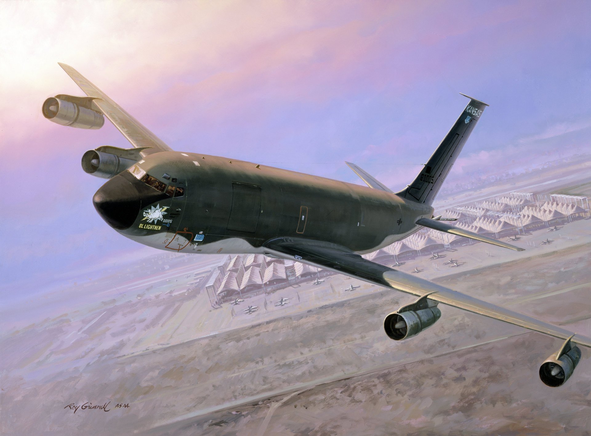 art sky boeing kc-135 stratotanker jet chetyrёhdvigatelny specialty multifunctional military transport plane tanker land airport commercial picture