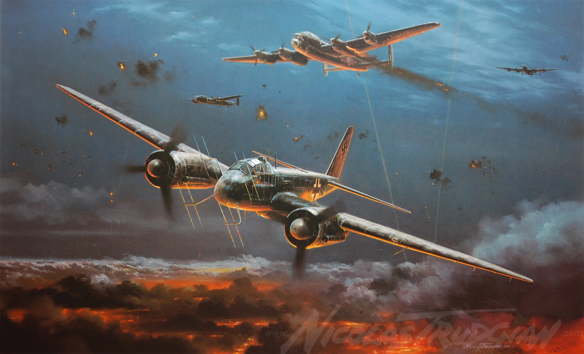 yu 88g junkers luchador nocturno ww2 pintura arte del avión avión