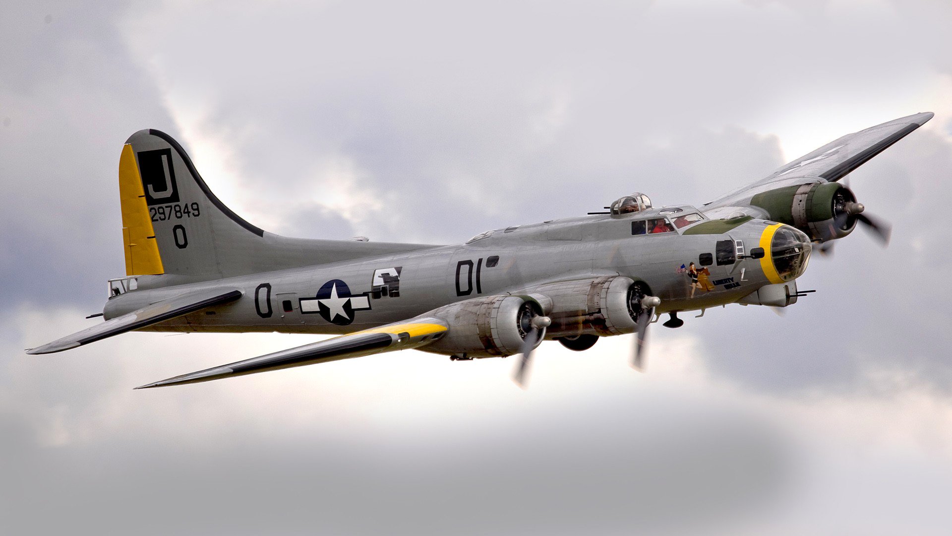 b-17 flying fortress bomber flight sky cloud