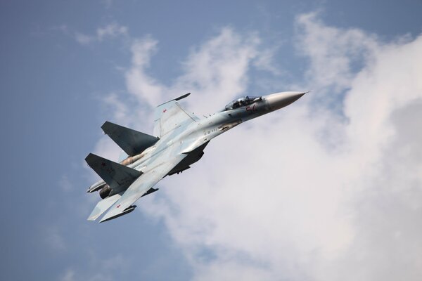 Un luchador en el cielo. fondo. militar