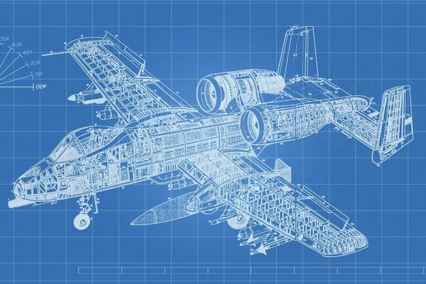 Esquema de diseño del avión de ataque Thunderbolt ii