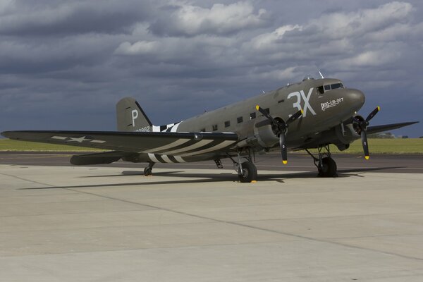 C-47a military transport aircraft at the airfield