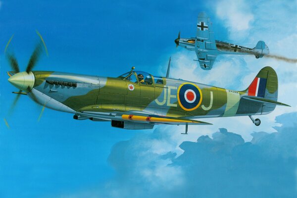 Caccia militare britannico Spitfire bf 109