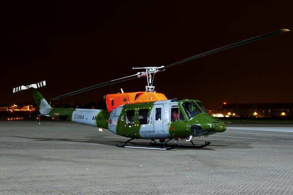 Multi-purpose helicopter at night airfield