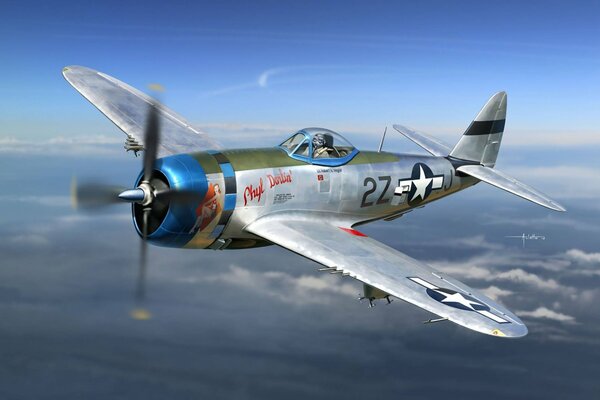 Abbildung eines Flugzeugs p 47 thunderbolt am Himmel