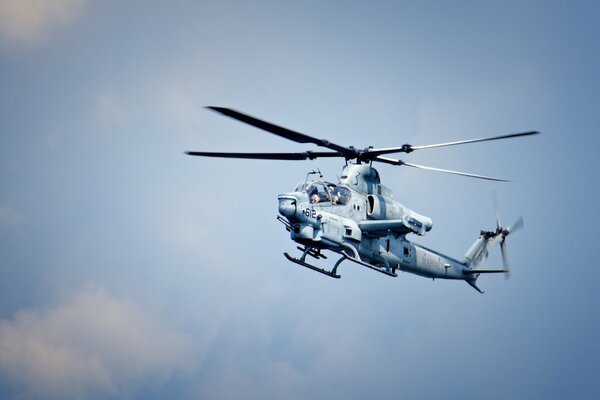 Attack helicopter Viper during combat departure