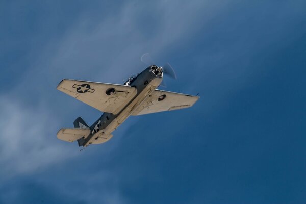 Deck torpedo-carrying aircraft flying to the base