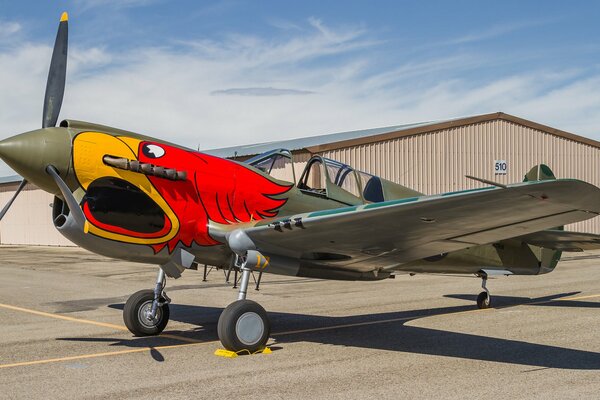 Combattente rosso in piedi sull aerodromo