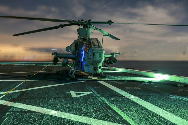 Attack helicopter on the landing pad