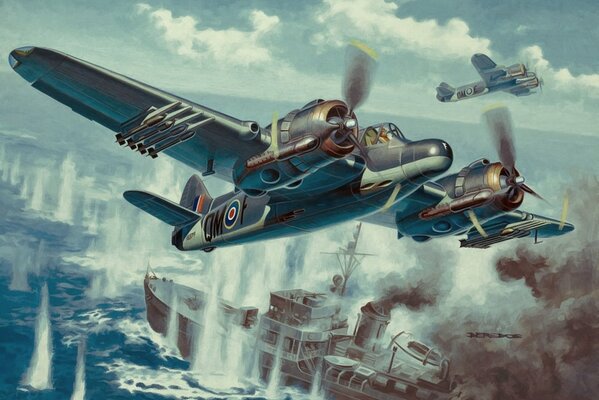 British fighter bombards the ship