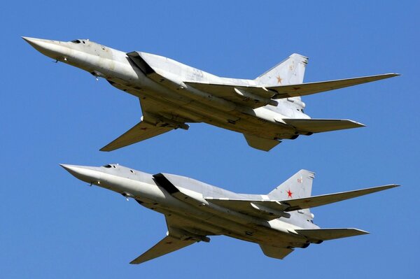 TU-22 long-range supersonic bomber in the sky