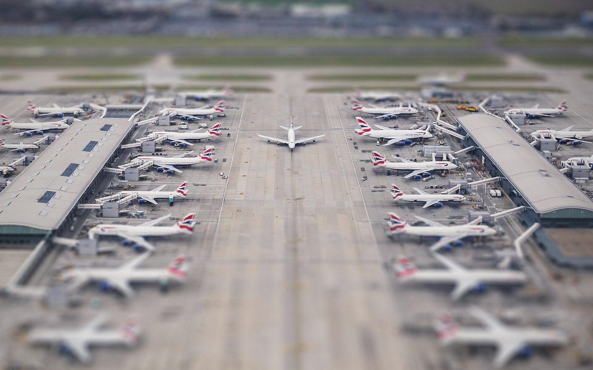 heathrow terminale aereo con spostamento e inclinazione diorama illusione