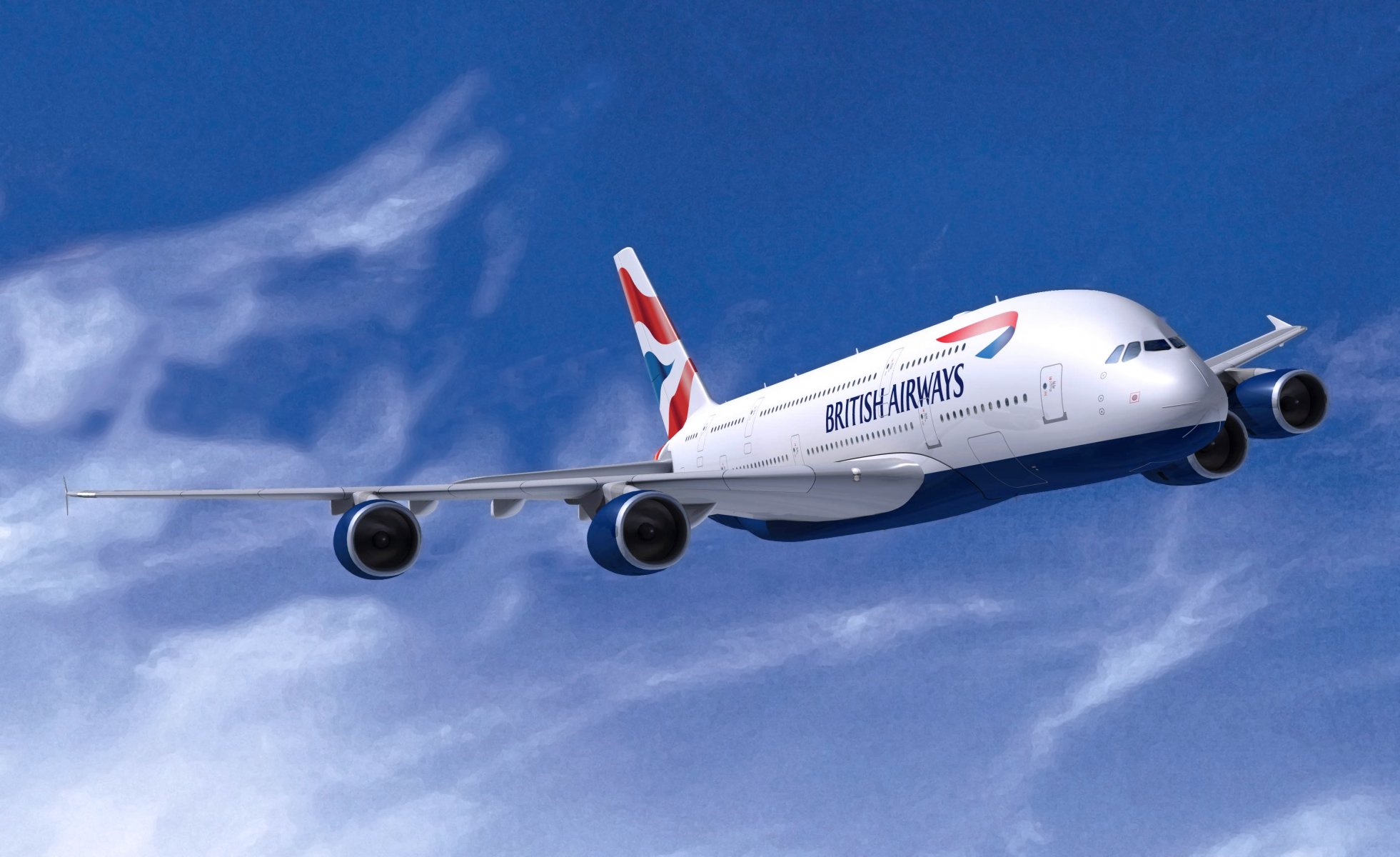 british airways airbus a380 in the air aviation flies plane airliner wings white