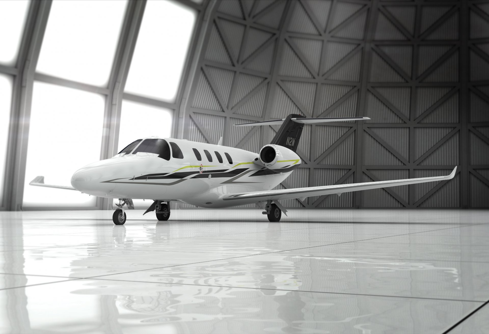 avion 3d citation m2 latitude jet privé hangar