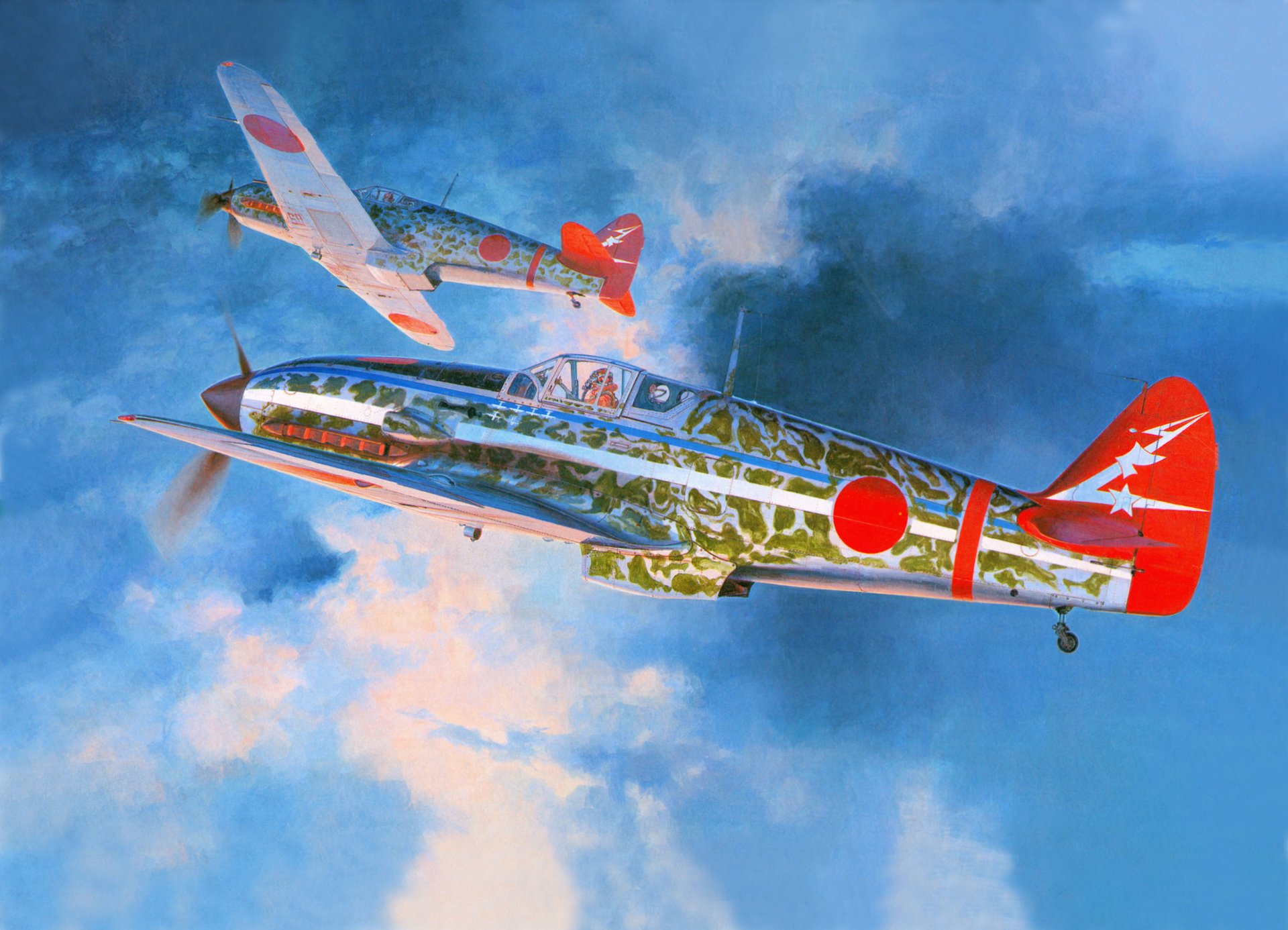 art sky clouds kawasaki ki-61 hasegawa key-61 japanese single fighters ww2 picture