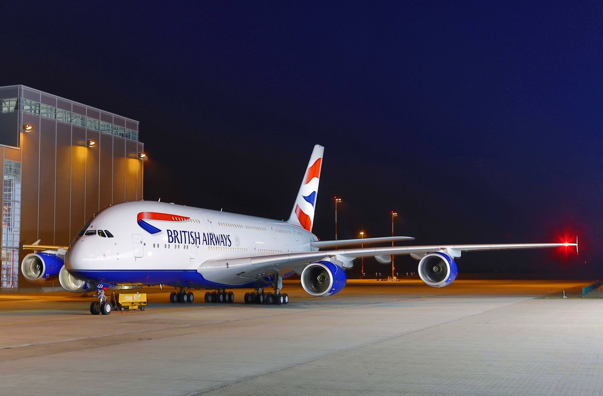 british airways airbus a380 aeroporto notte luci cielo luci