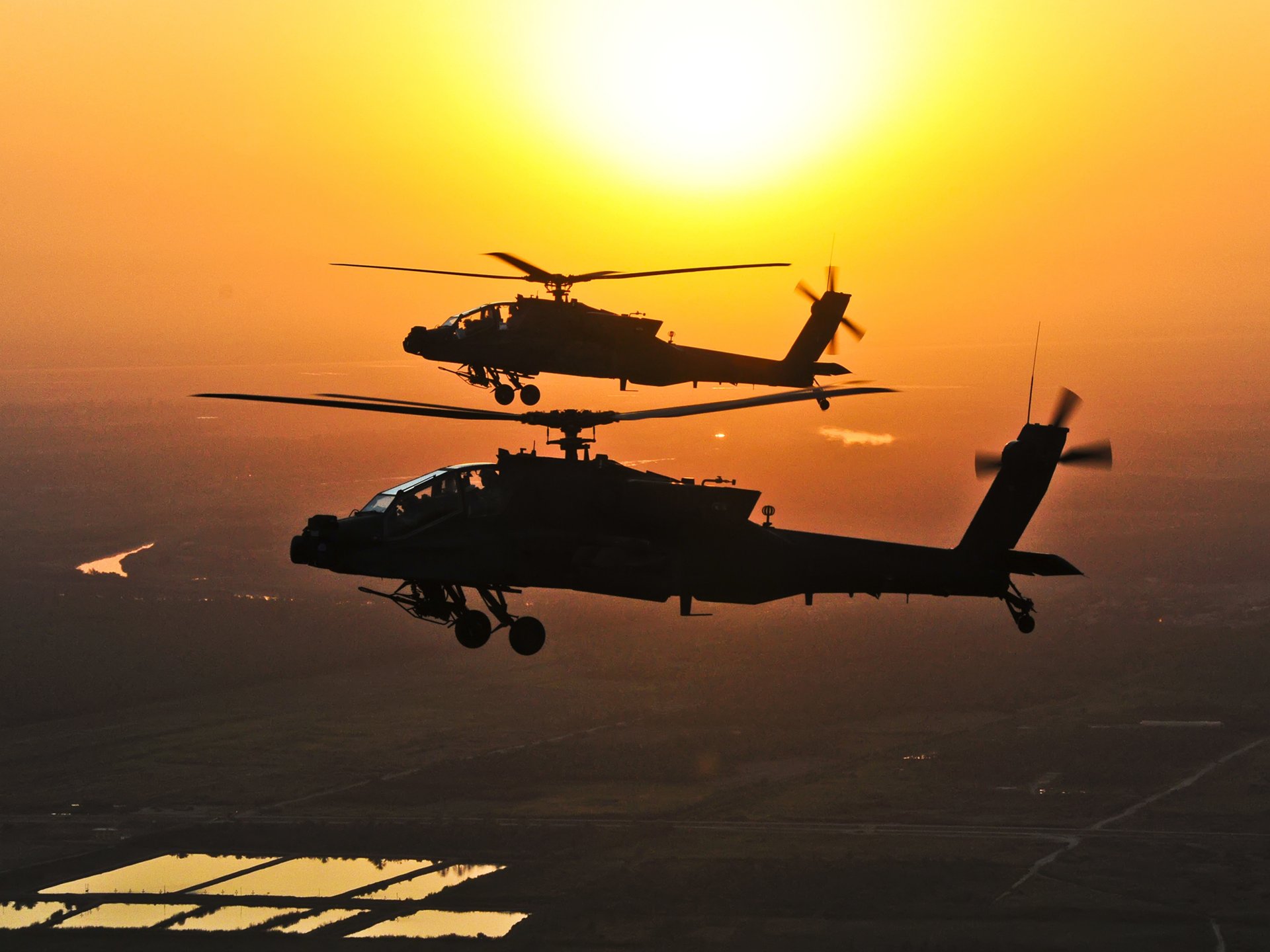 cielo ah-64 apache apache principale combattimento us sun terra acqua sole