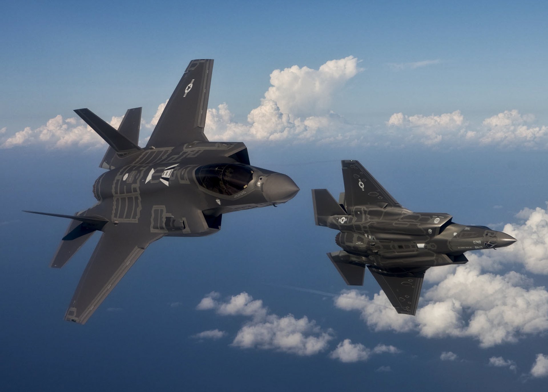 f-35 united states air force fifth-generation fighter inconspicuous two fighter in the air