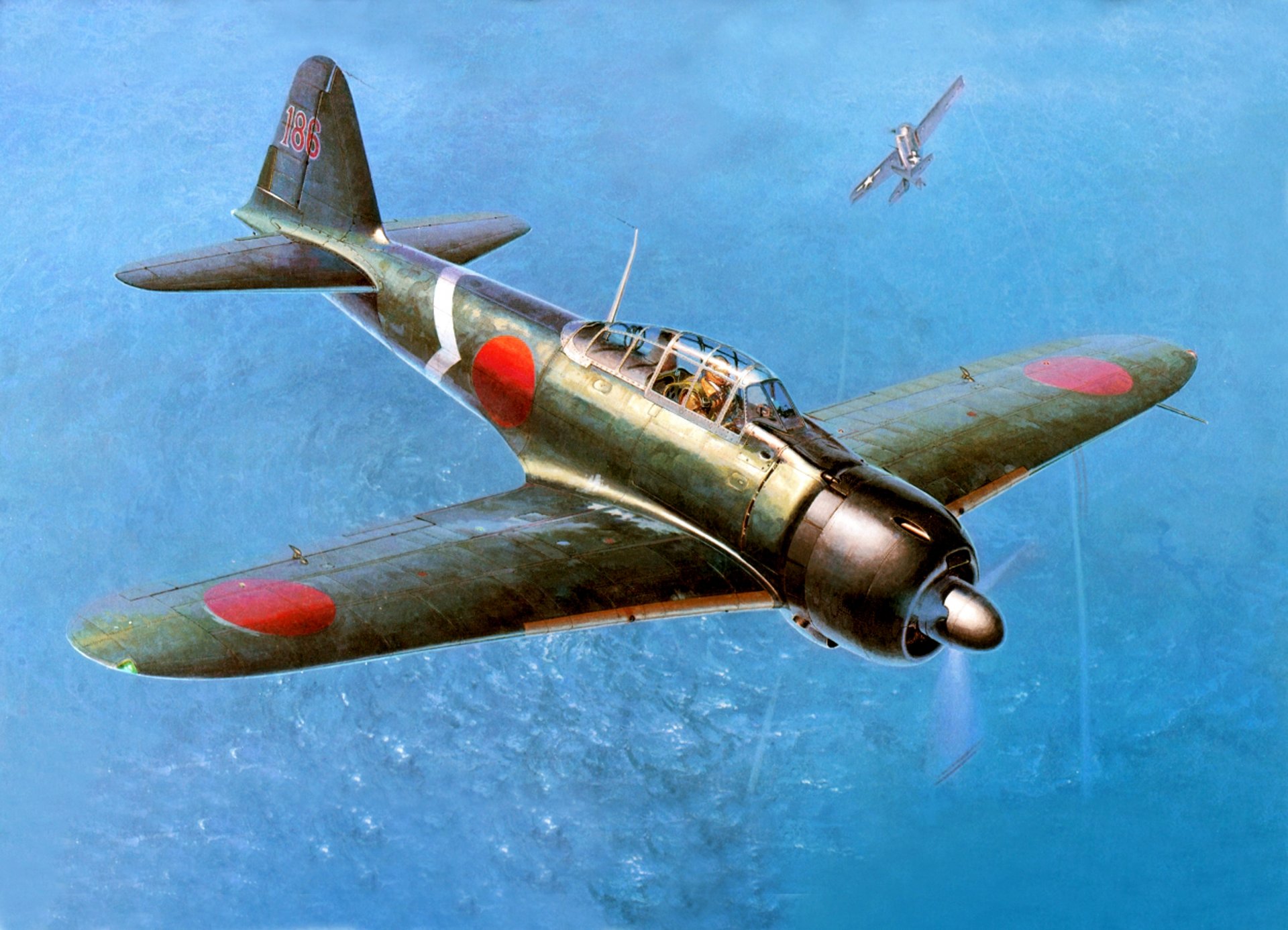 art mitsubishi a6m3 22 reisen type 0 japanese carrier-based fighter ww2 picture