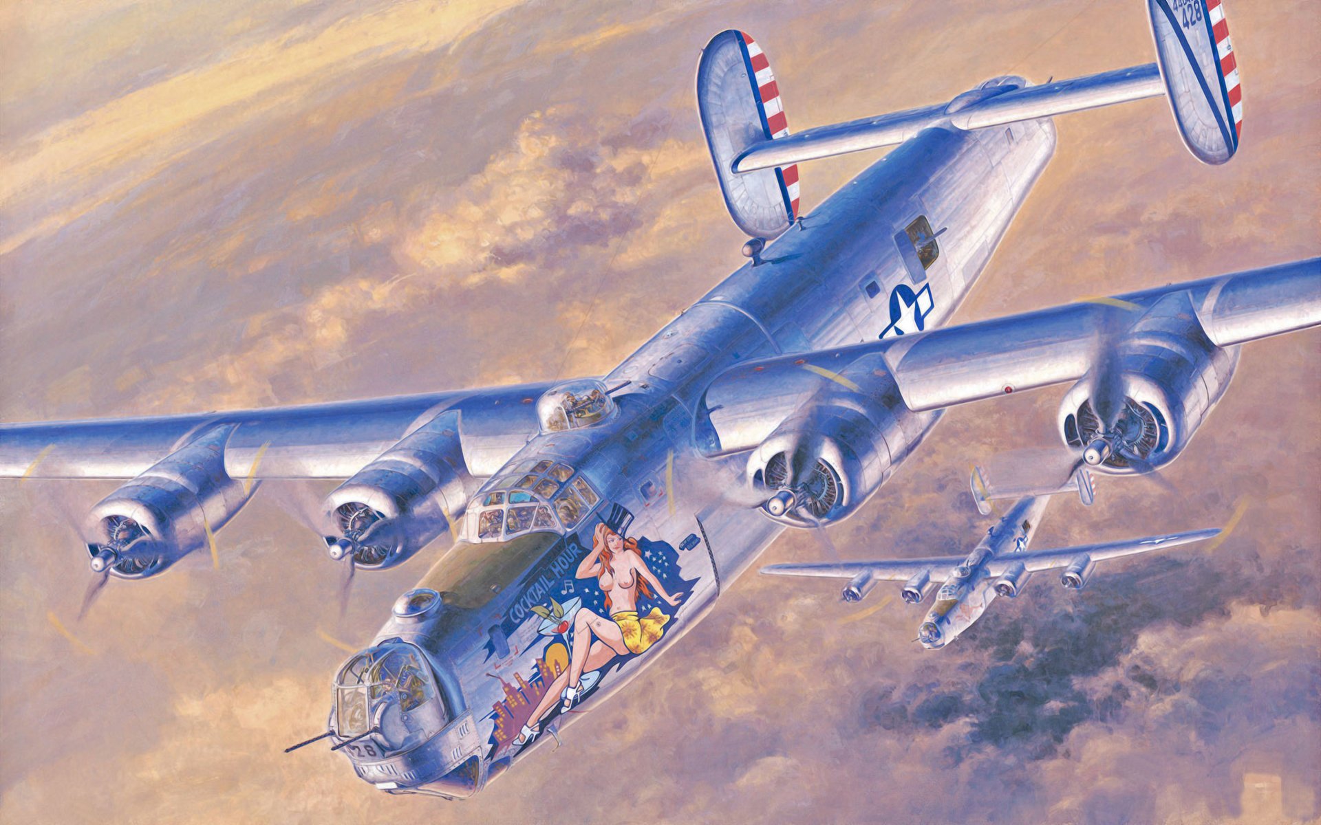 consolidated b-24 liberator ww2 guerre art peinture bombardier américain