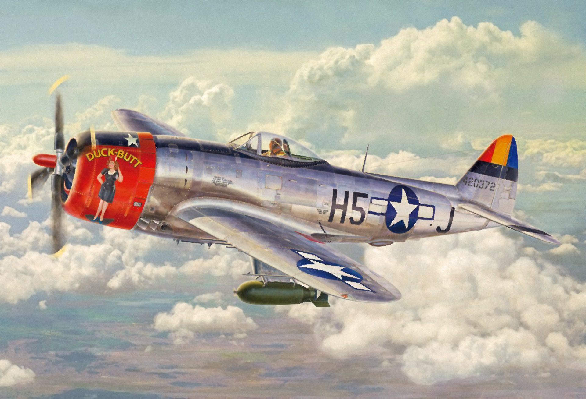 p 47 thunderbolt ww2 guerra arte pintura luchador americano avión