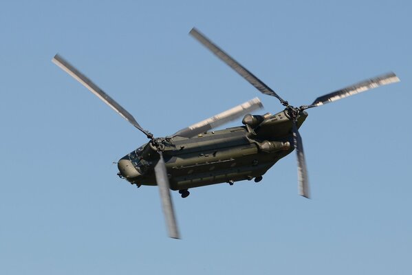 Kanadischer Militärtransporthubschrauber ch-47f im Flug