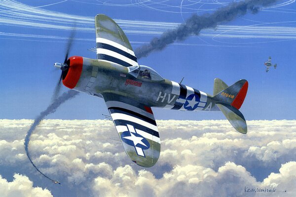 Aerial combat of the p 47 aircraft art