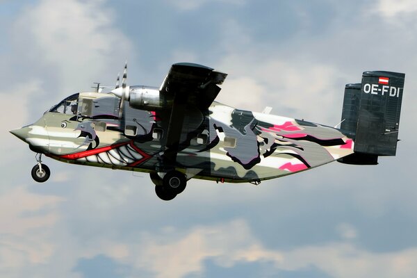 Transport plane, flying in the clouds