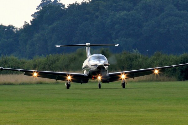 Pilatus ps12 aircraft is preparing to take off