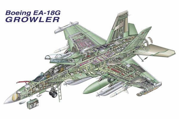 Схема палубного радиоэлектронного боинга EA-18 Growler или Ворчун .