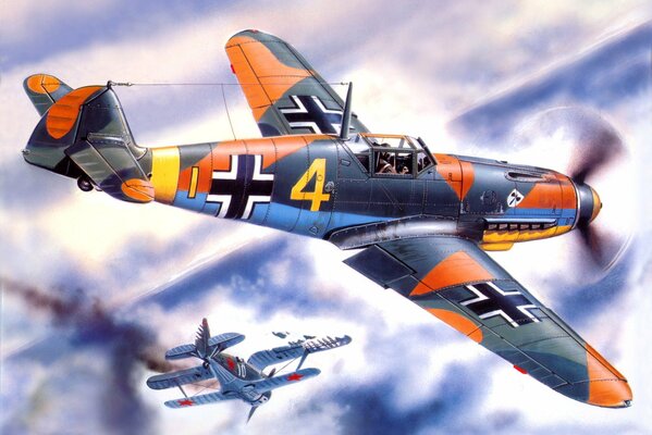 Aerial combat of German and Soviet aircraft