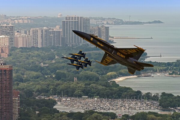 Spectacle des Blue Angels sur Chicago