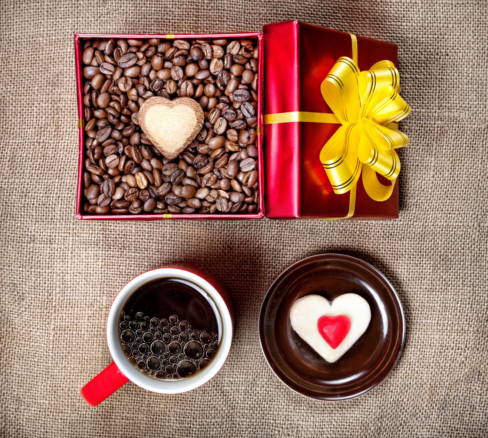 coffee box cup grain heart cake present holiday