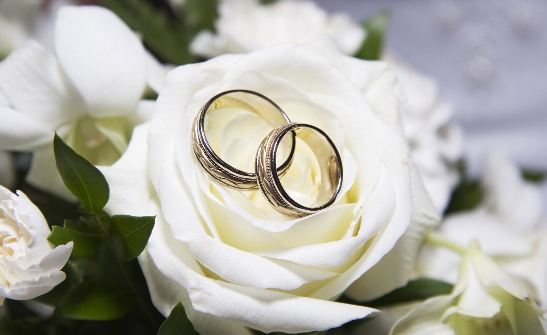 white rose wedding ring