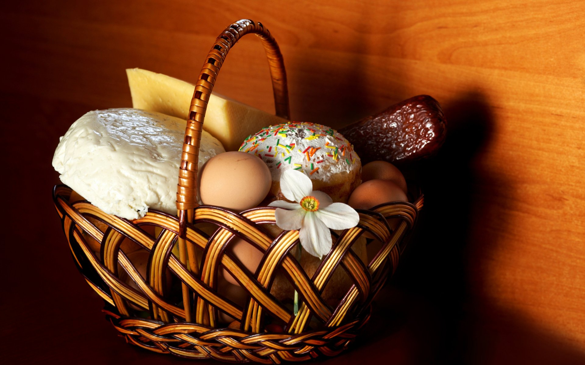 panier nourriture gâteau oeufs vacances pâques