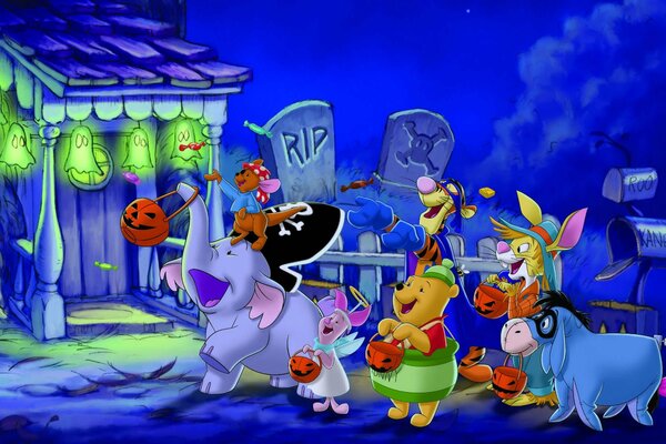 Winnie the Pooh mit Freunden in Halloween