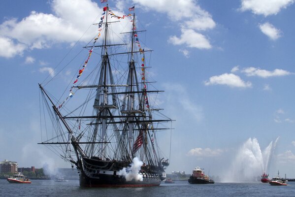 Sailing Ship in Celebration for America s Independence