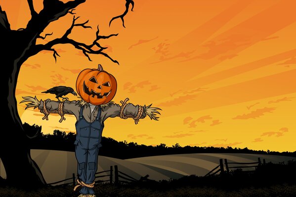 Halloween scarecrow that scares crows