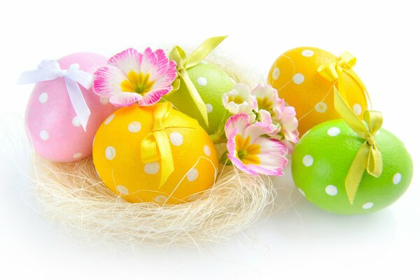 Easter eggs with polka dots