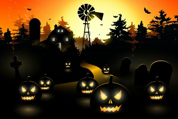 Scary city and Halloween holiday