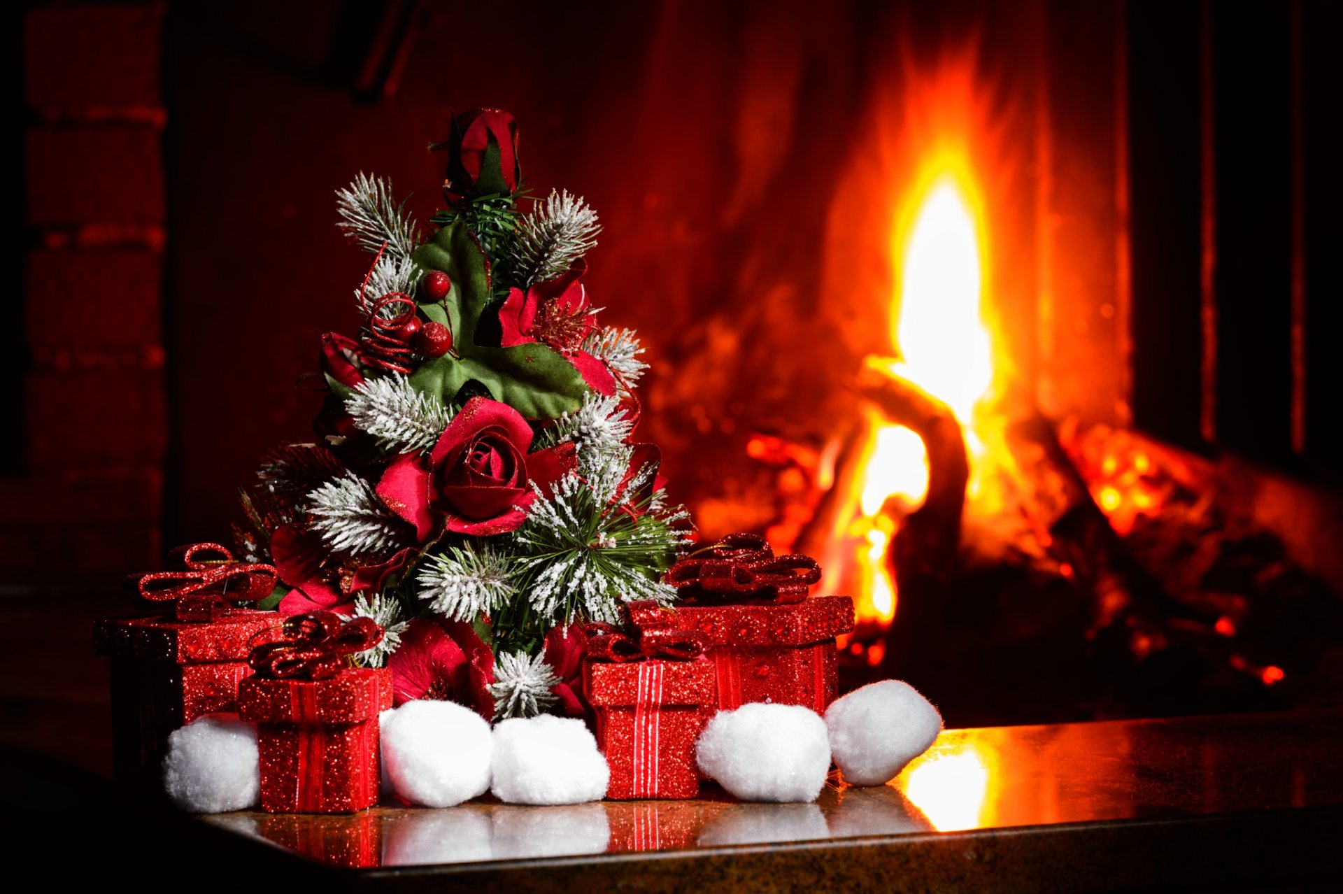 feliz navidad año nuevo 2016 decoración árbol de navidad regalos bolas de nieve chimenea acogedor