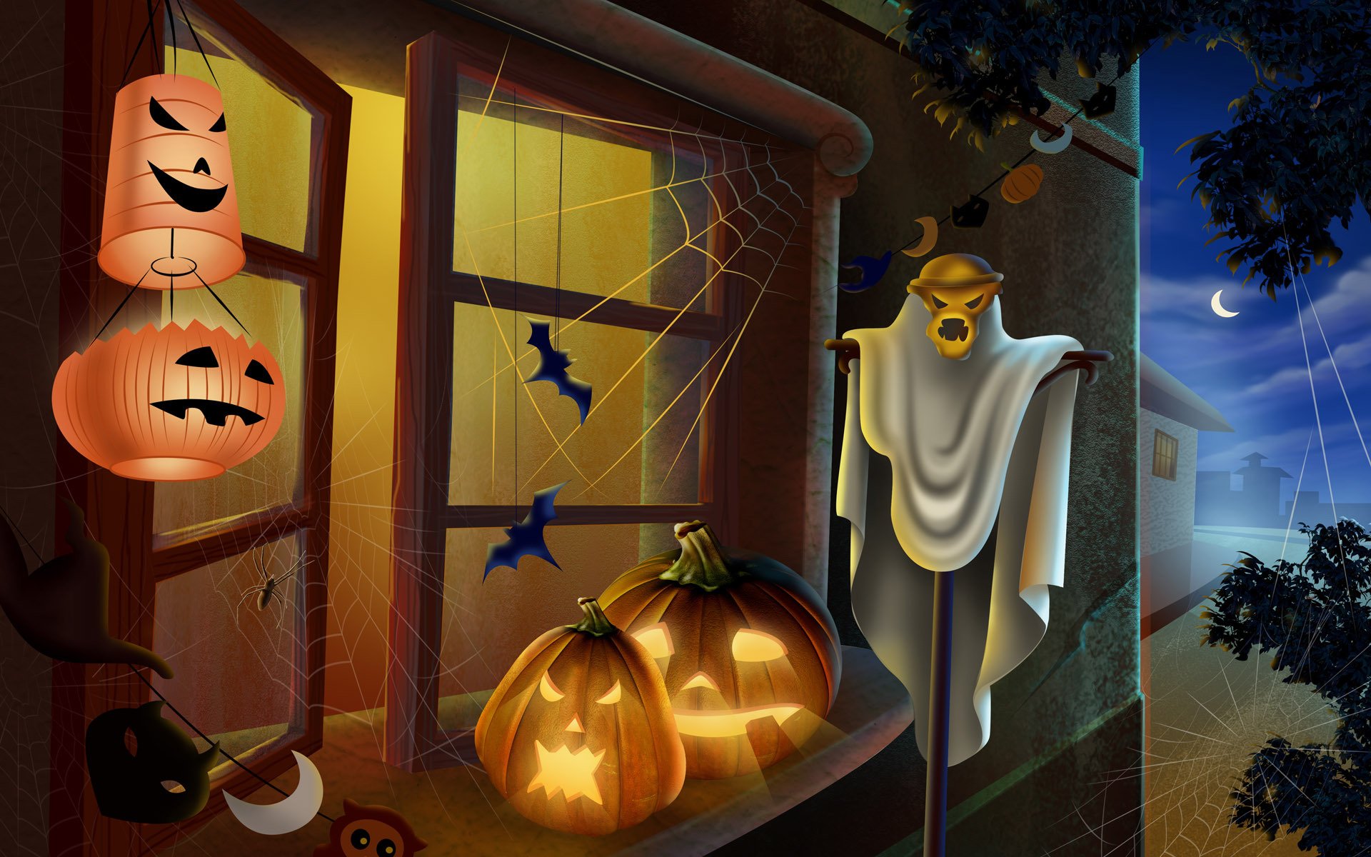 halloween pumpkin flashlights night light window